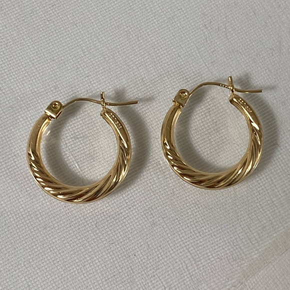 14K YELLOW GOLD twisted hoop earrings REAL GOLD - Picture 6 of 11